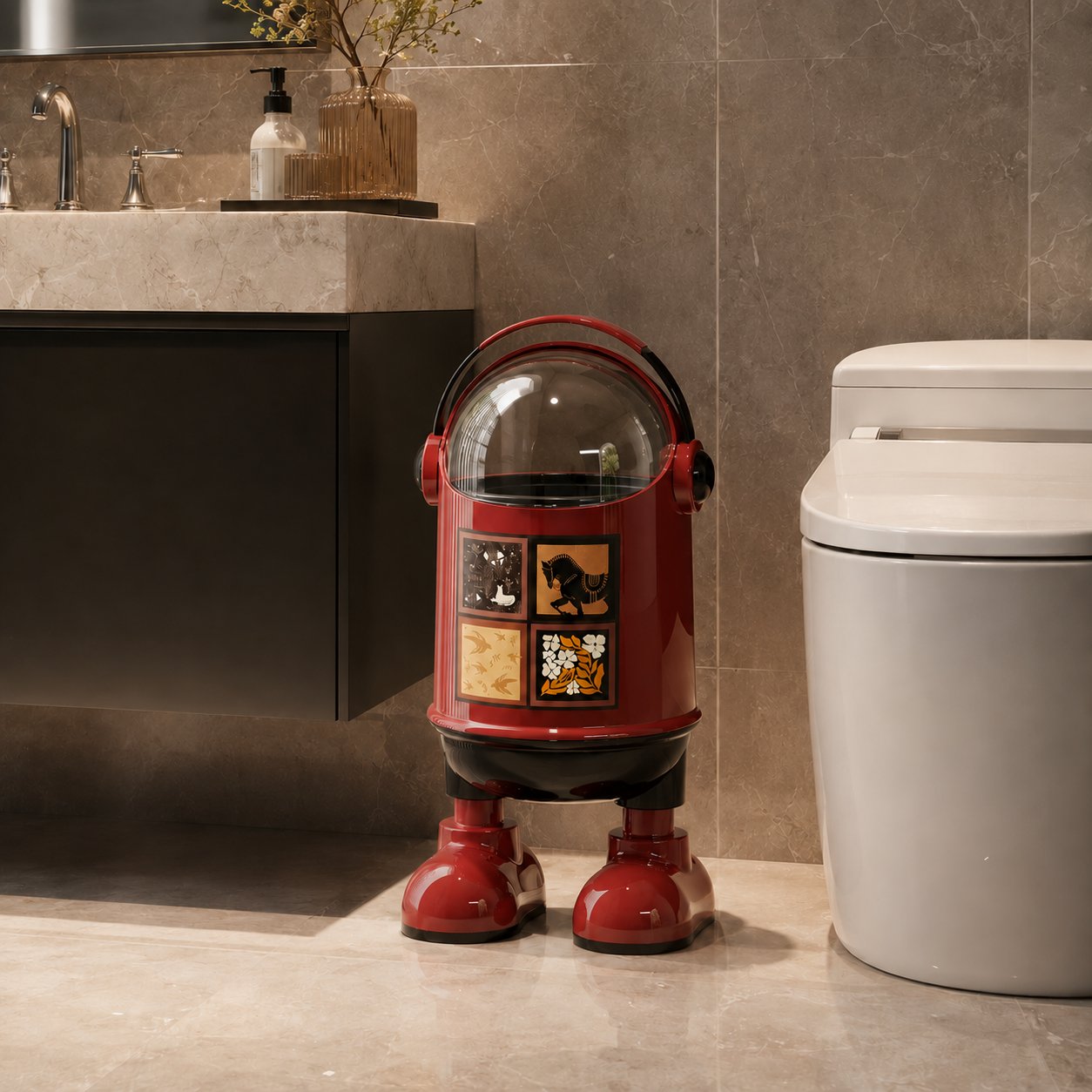 বাথরুমে লাল RoboBin
