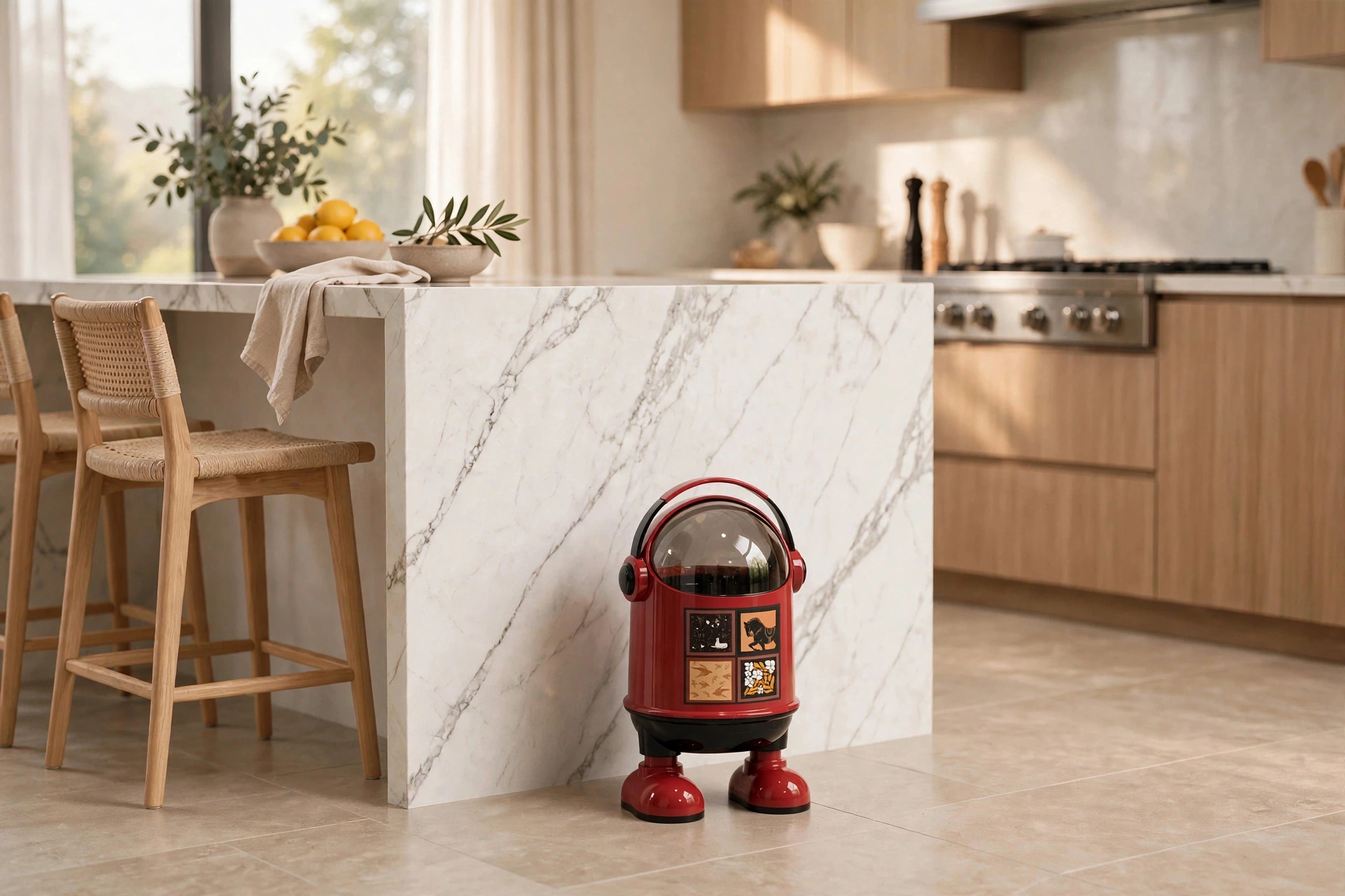রান্নাঘরে লাল RoboBin