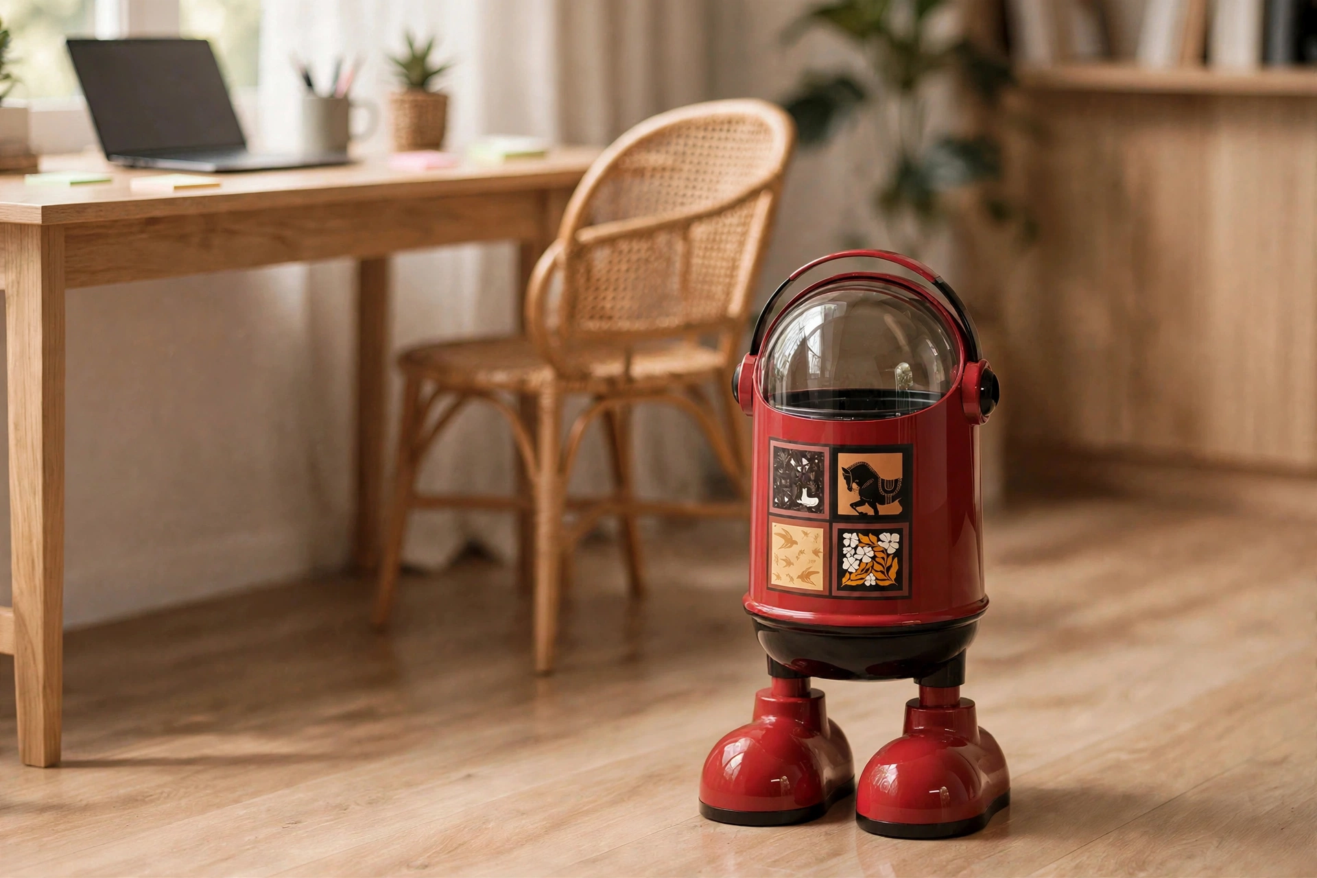 হোম অফিসে লাল RoboBin