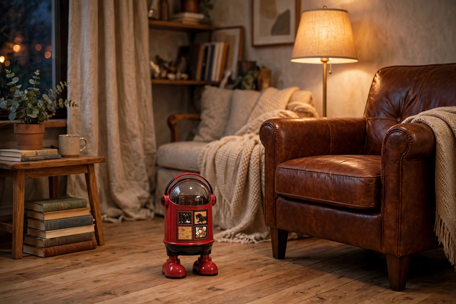 পড়ার ঘরে লাল RoboBin